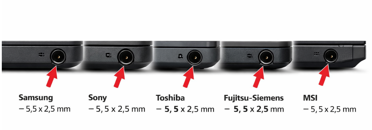 Samsung, Sony och Toshiba laddningsport 5,5x2,5mm