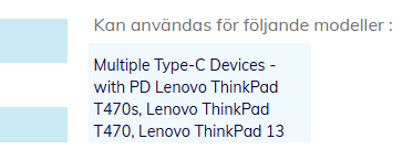 Kompatibilitetslista på produktsida