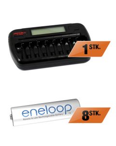 Japcell BC-800S-laddare + 8 st. enloop AA LR06 uppladdningsbara batterier (2100 cykler)