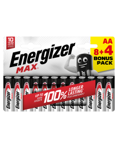 Energizer Max AA / E91 Batterier (12 Stk. Blister) (8 + 4)