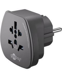 Reseadapter – Världen till Europa, svart (UK, USA, Japan, Australien)