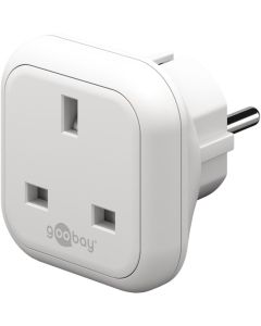 Reseadapter – Storbritannien till Europa, vit (brittisk Type G till Schuko)