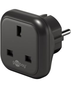 Reseadapter – Storbritannien till Europa, svart (brittisk Type G till Schuko)