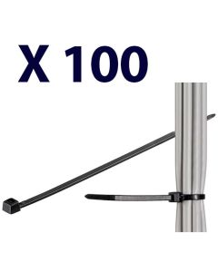 Kabel tie, vädertålig nylon, svart - 200 mm, 3.6 mm (100 st.)