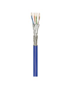 CAT 7A+ nätverkskabel, S/FTP (PiMF), blå, 100 m kabelrulle