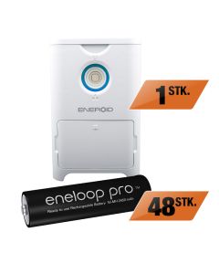 Eneroid laddare för AA batterier 2-i-1 laddare - Inkl. 48 eneloop Pro batterier