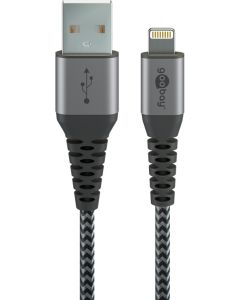 Goobay Lightning / USB-A - Svart-Grå - 1m