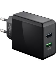 Goobay Dual USB snabbladdare QC3.0 (2A) svart