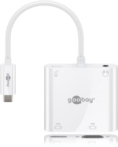 Goobay USB -C multiportadapter HDMI + VGA + PD 100 W - Utökar USB -C -enhet till en HDMI - ett 3,5 mm ljud och en VGA -port -
