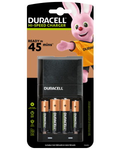 Duracell CEF27 45 minuters-Laddare + 2 st AA och 2 AAA Uppladdningsbara Batterier