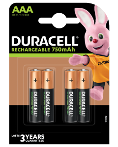 Duracell AAA/HR3/R03 750 mAh Uppladdningsbara Batterier (4 st.)