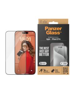 PanzerGlass™ Skärmskydd iPhone 15 Pro | Ultra-Wide Fit med EasyAligner