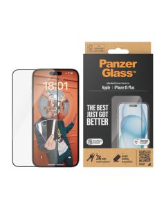 PanzerGlass™ Skärmskydd iPhone 15 Plus | Ultra-Wide Fit med EasyAligner