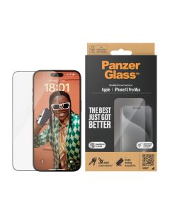 PanzerGlass™ Skärmskydd iPhone 15 Pro Max | Ultra-Wide Fit med EasyAligner