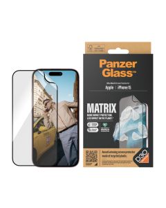 PanzerGlass™ MATRIX Skärmskydd med D3O iPhone 15 | Ultra-Wide Fit med AlignerKit