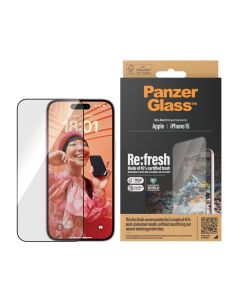 PanzerGlass™ Re:fresh Skärmskydd iPhone 15 | Ultra-Wide Fit med EasyAligner