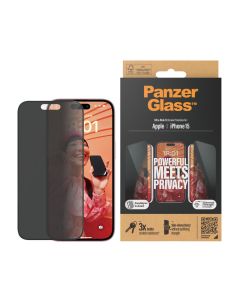 PanzerGlass™ Privacy Skärmskydd iPhone 15 | Ultra-Wide Fit med EasyAligner