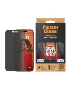 PanzerGlass™ Privacy Skärmskydd iPhone 15 Pro | Ultra-Wide Fit med EasyAligner