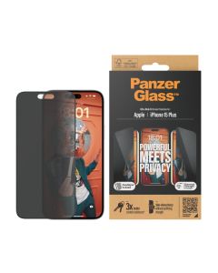 PanzerGlass™ Privacy Skärmskydd iPhone 15 Plus | Ultra-Wide Fit med EasyAligner