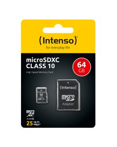Intenso® 64 GB Micro SD-minneskort Inkl. Adapter, Klass 10