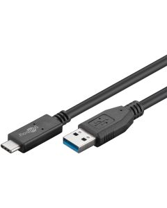USB-A 3.2 til USB-C laddnings- och datakabel, svart, 1m