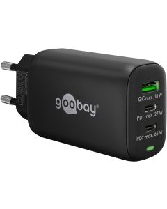 Goobay USB Multiport GaN Power-laddare 65W (2 x USB-C/1 x USB-A), svart