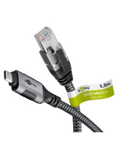 USB-A 3.1 till RJ45 Ethernet-datakabel, svart, 5m  