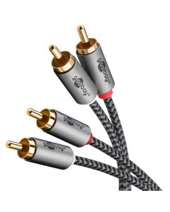 Goobay Stereo phono-kabel 2m tygklädd