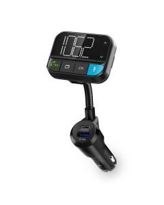 FM-sändare för bilen BT/handsfreesamtal/Snabbladdning/2xUSB-C/Google Assistant/Siri