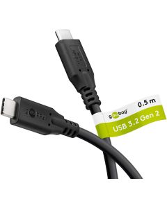 USB-C 3.2 till USB-C laddnings- och datakabel, 10Gbit/s, svart, 0,5m