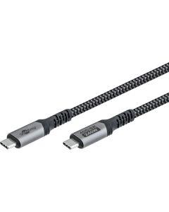 USB-C 4.0 till USB-C laddnings- och datakabel, 40Gbit/s, 240W, textill, svart/grå, 1,5m