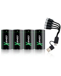 Coast CR123 3V USB-C uppladdningsbart batteri 1100mAh (4 st.)