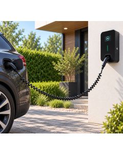 Typ 2 spiralformad laddkabel för elbil - 11kW - 7m, Svart
