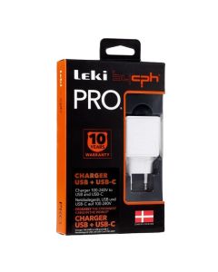 Leki Pro Multiport laddare 20W (1xUSB/1xUSB-C) - Vit