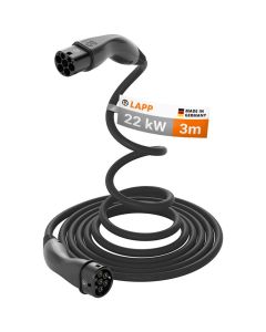 Lapp Typ 2 laddkabel till elbil, självupprullande, 22 kW - 3 m