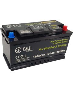 E&J Litiumbatteri 12V 100Ah m/ 1500 CCA & Bluetooth