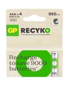 GP Recyko AAA-batteri, 950mAh – 4 st