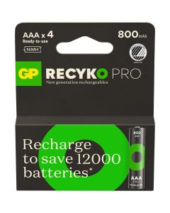 GP Recyko Pro AAA-batteri, 800mAh – 4 st