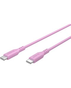 USB-C 2.0 till USB-C ladd- och datakabel, silikon, rosa, 1,5m
