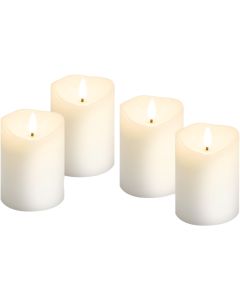 LED vaxljus m/ rörlig låga & timer, 4 st.