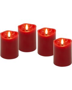 LED vaxljus m/ rörlig låga & timer, 4 st. – Röd