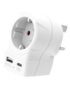 Skross reseadapter Europa till UK inkl. USB PD (1× USB-A / 1× USB-C)