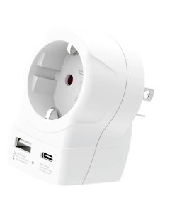 Skross reseadapter Europa till USA inkl. USB PD (1× USB-A / 1× USB-C)