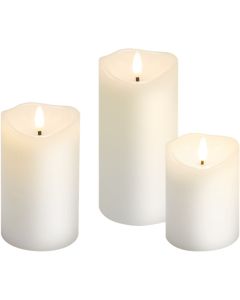 LED vaxljus med rörlig låga - 3 st.