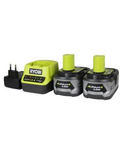 Ryobi One+ RC18120-250 18V Startpaket med 2 x 5,0Ah batteri och batteriladdare (Original)