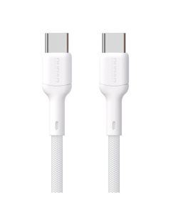 Dudao L9C USB-C till USB-C ladd- och datakabel, textil, vit, 1m