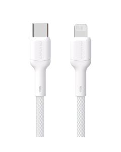 Dudao L9X USB-C 2.0 till Lightning ladd- och datakabel, textil, vit, 2m