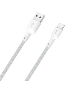 Dudao L9T USB-A 2.0 till USB-C ladd- och datakabel, textil, vit, 1m