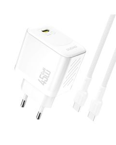 Dudao A28C USB-C GaN laddare 45W PD inkl. USB-C kabel – Vit