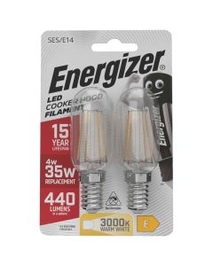 Energizer E14 LED-spiskåpslampa 4W (440lm), 3000K, varmvit, 2 st.